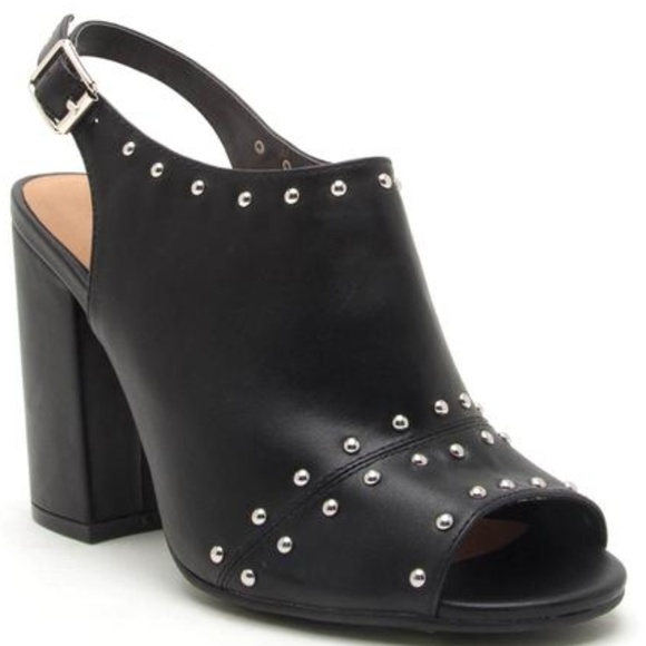 Qupid Shoes - Studded High Heel Shoes Size 6
